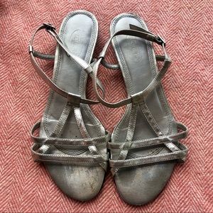 Talbots flat silver sandals